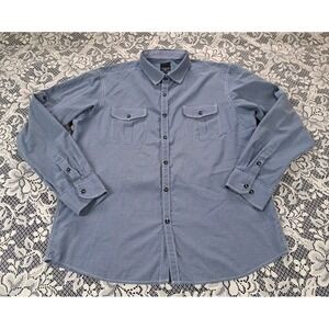 Sahara Club Shirt Size XL Blue Check Long Roll Tab Sleeve Pockets Button Up